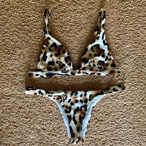 Vitamin A Bikini Top & Bottom, Snow Leopard, Size Small